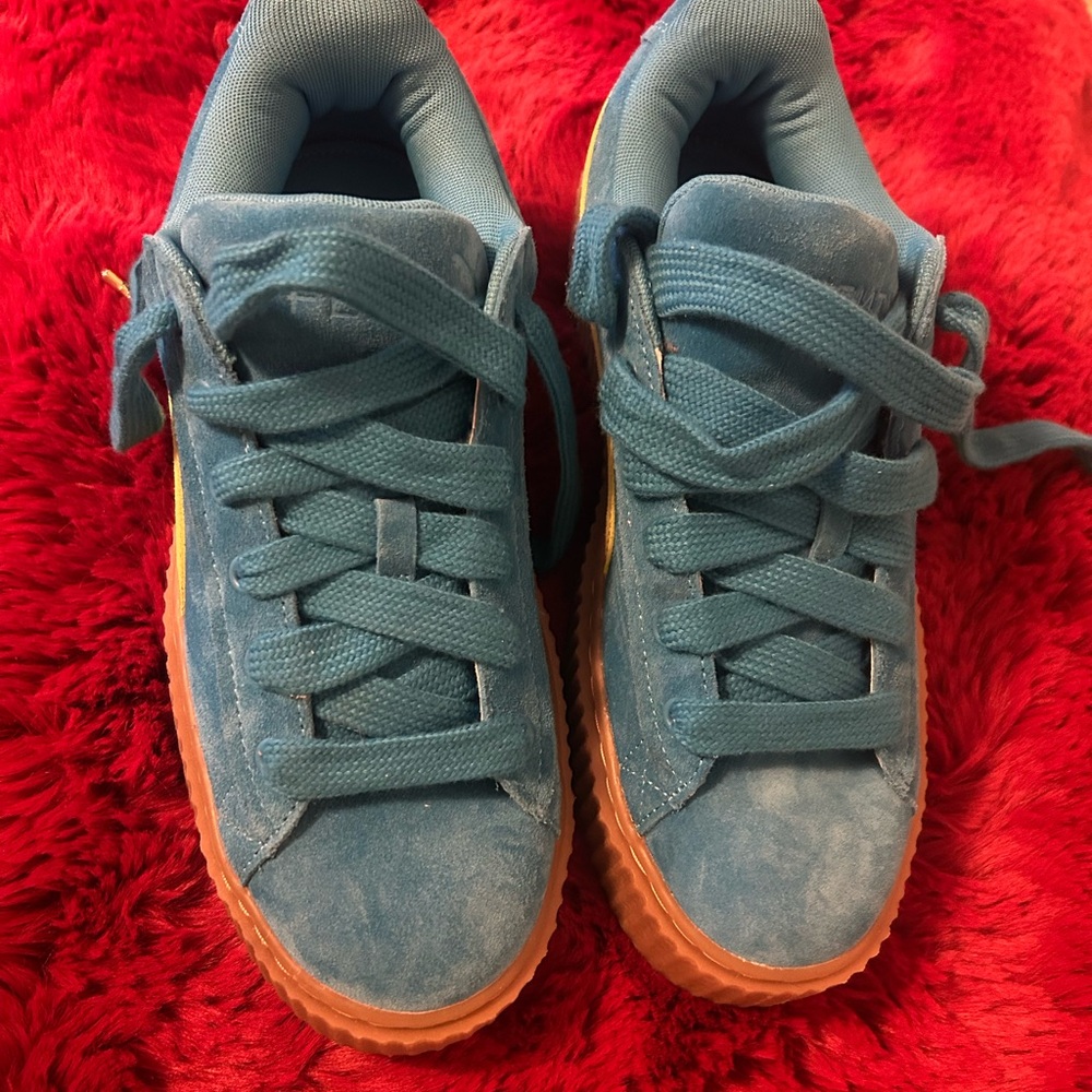 Puma Teal and Gum Sole Sneakers